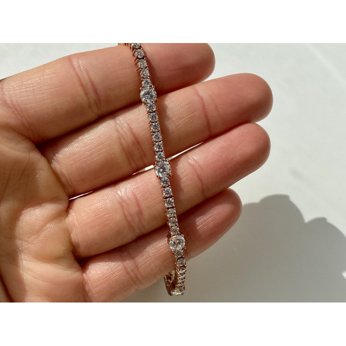 Sky Jewelry Серебряный Браслет в позолоте 925 пробы с Фианитами