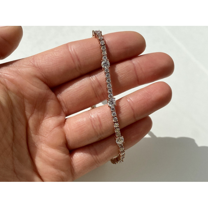 Sky Jewelry Серебряный Браслет в позолоте 925 пробы с Фианитами