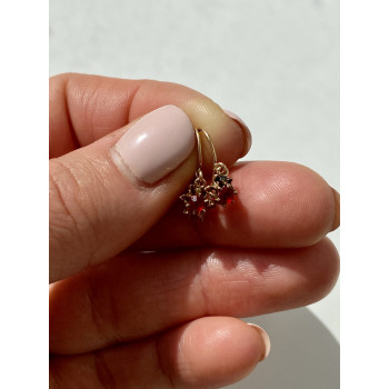 Sky Jewelry Золотые Серьги с красной шпинелью