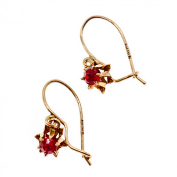 Sky Jewelry Золотые Серьги с красной шпинелью