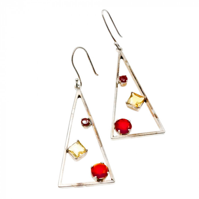 Sky Jewelry Серебряные серьги с камнями гессонит и гелиодор