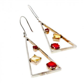 Sky Jewelry Серебряные серьги с камнями гессонит и гелиодор