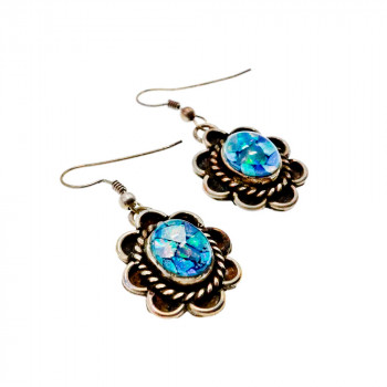 Sky Jewelry Серебряные винтажные серьги с Мозаика Опалом