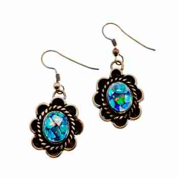 Sky Jewelry Серебряные винтажные серьги с Мозаика Опалом