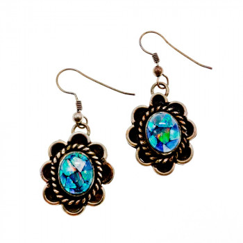 Sky Jewelry Серебряные винтажные серьги с Мозаика Опалом