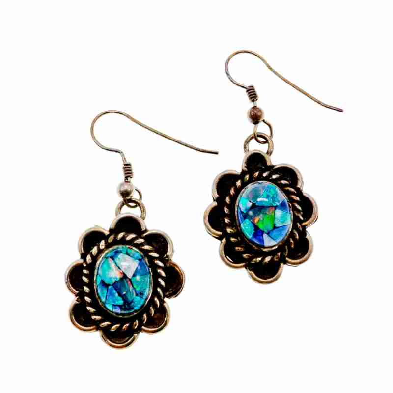 Sky Jewelry Серебряные винтажные серьги с Мозаика Опалом