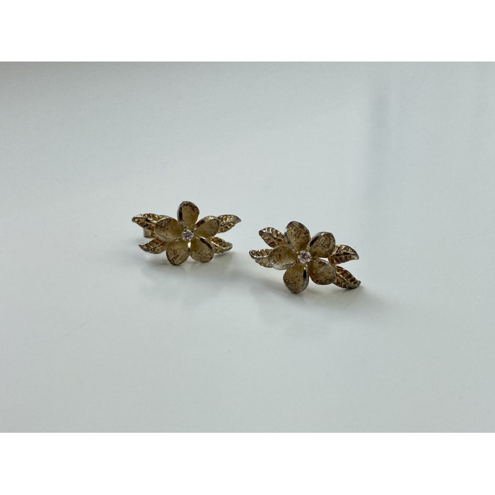 Sky Jewelry Серебряные Серьги 925 пробы с фианитом  Цветы