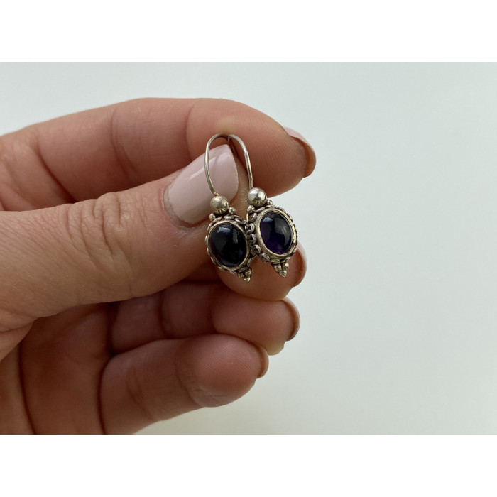 Sky Jewelry Винтажные Серебряные серьги с агатом