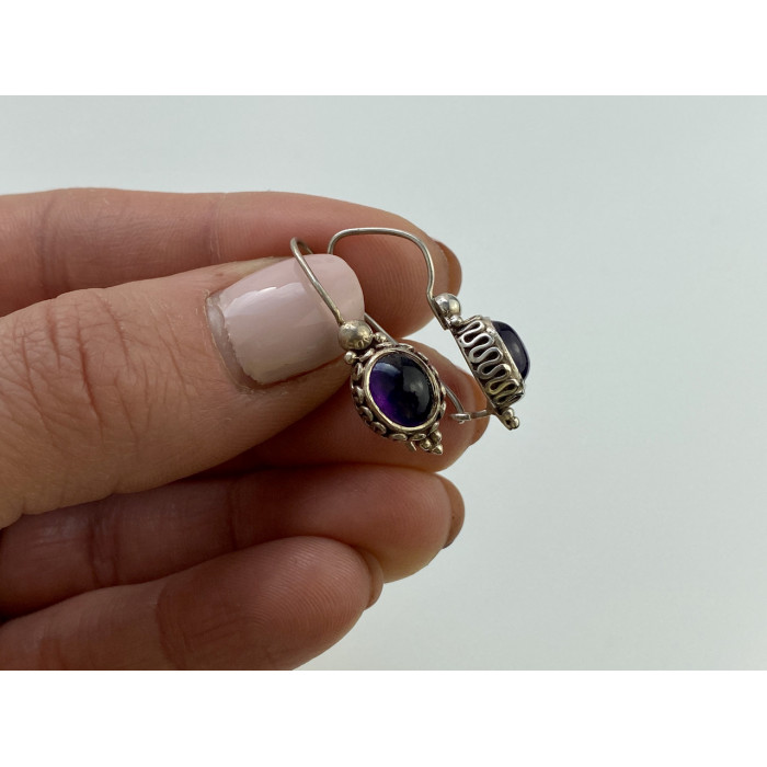 Sky Jewelry Винтажные Серебряные серьги с агатом