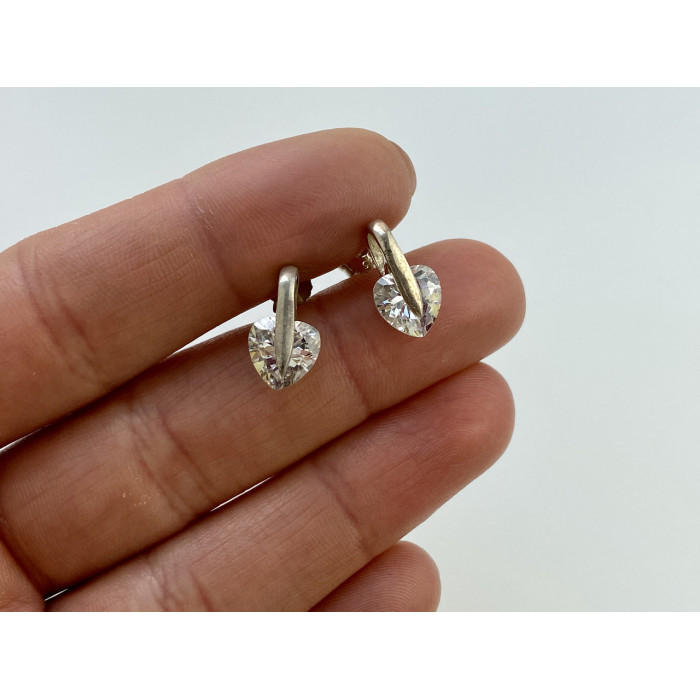 Sky Jewelry Серебряные Серьги 925 пробы с фианитом  Сердце