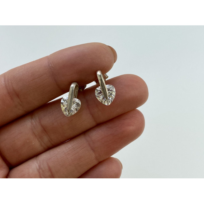 Sky Jewelry Серебряные Серьги 925 пробы с фианитом  Сердце