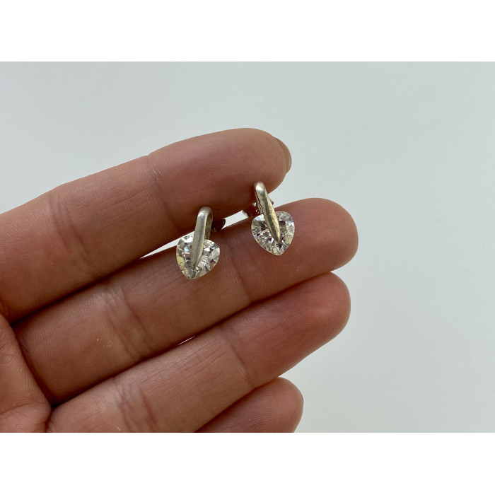 Sky Jewelry Серебряные Серьги 925 пробы с фианитом  Сердце