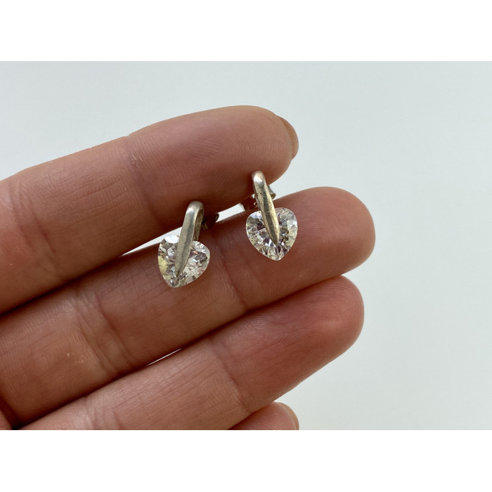 Sky Jewelry Серебряные Серьги 925 пробы с фианитом  Сердце
