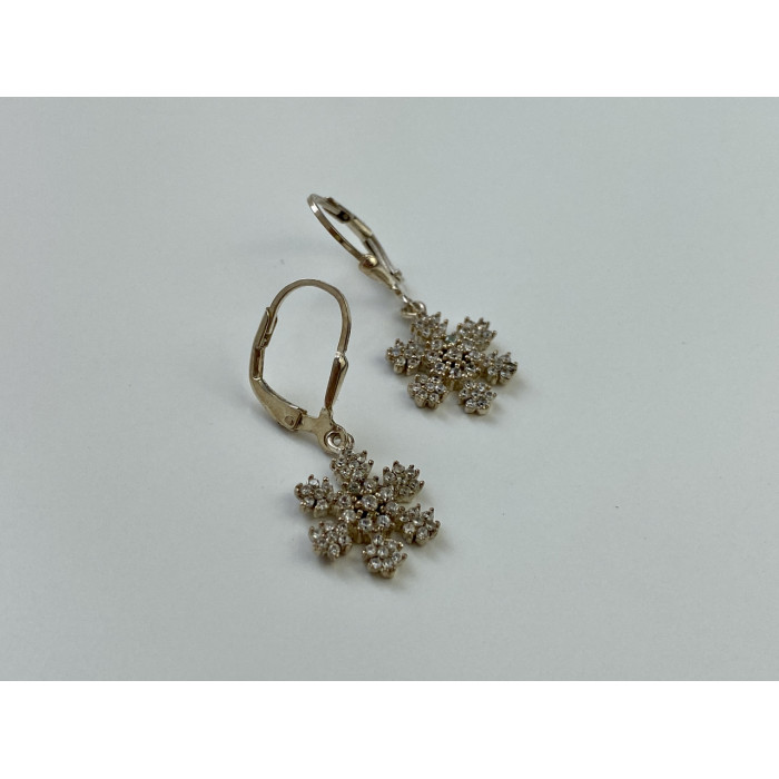 Sky Jewelry Серебряные Серьги 925 пробы с фианитами  Снежинка