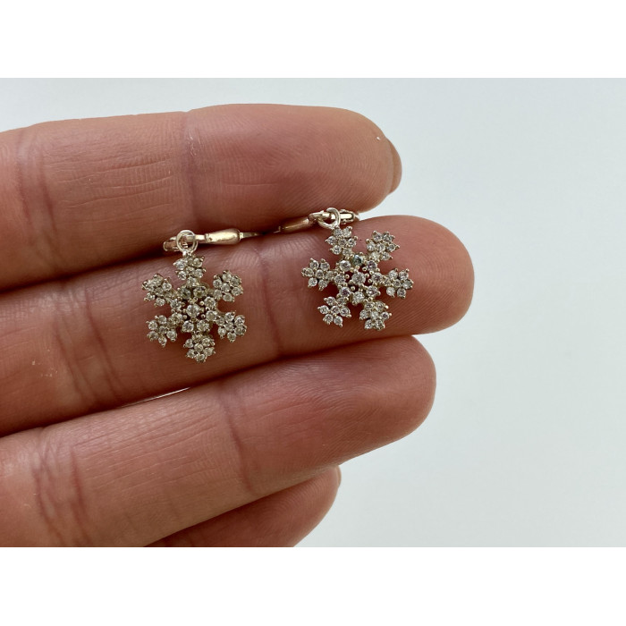 Sky Jewelry Серебряные Серьги 925 пробы с фианитами  Снежинка