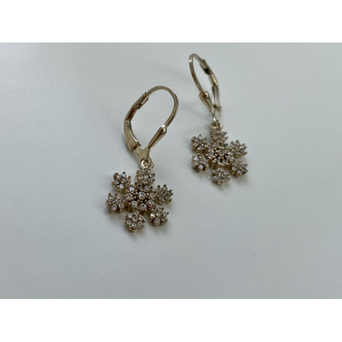 Sky Jewelry Серебряные Серьги 925 пробы с фианитами  Снежинка