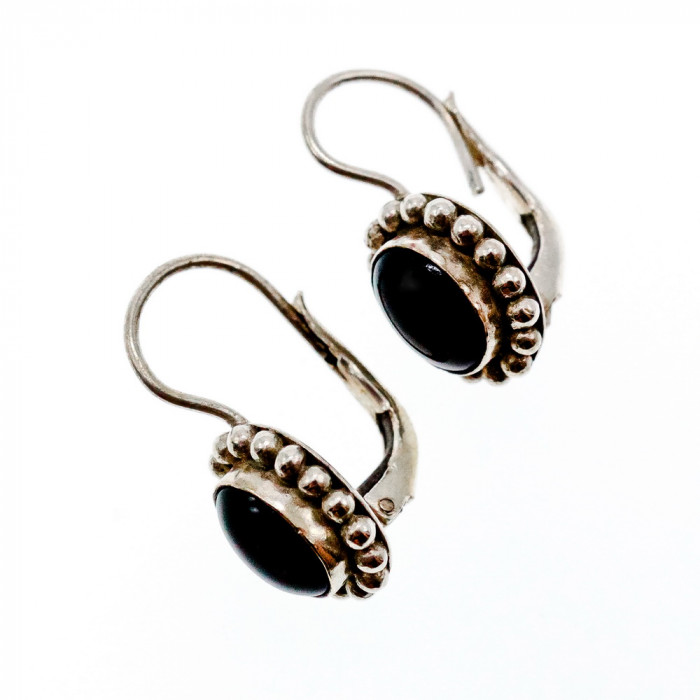 Sky Jewelry Серебряные винтажные серьги с ониксом