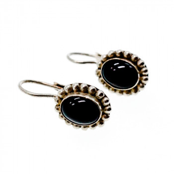 Sky Jewelry Серебряные винтажные серьги с ониксом