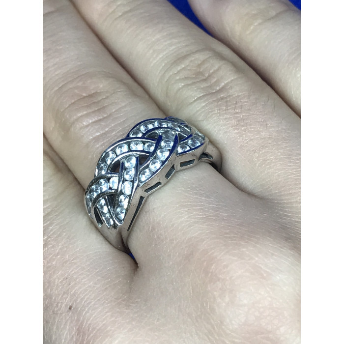 Sky Jewelry Серебряное Кольцо с фианитами (большой размер)