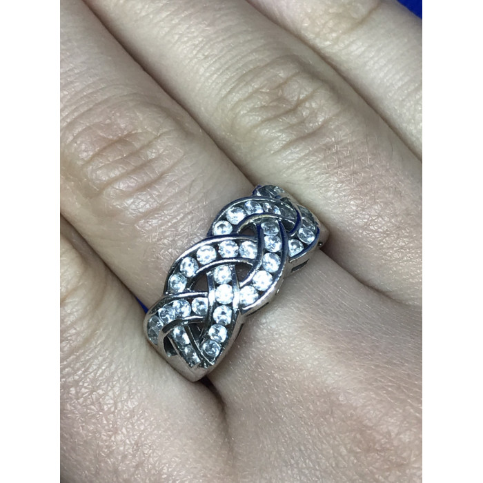 Sky Jewelry Серебряное Кольцо с фианитами (большой размер)