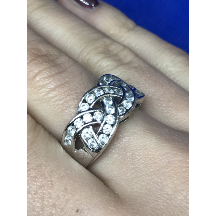 Sky Jewelry Серебряное Кольцо с фианитами (большой размер)