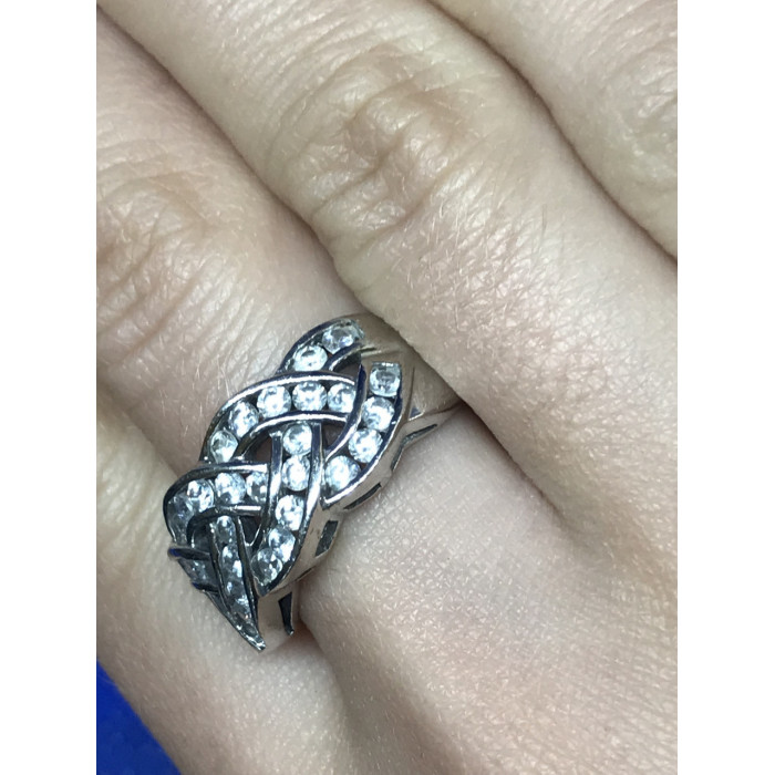 Sky Jewelry Серебряное Кольцо с фианитами (большой размер)