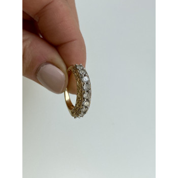 Sky Jewelry Серебряное кольцо в позолоте с фианитами  Блеск