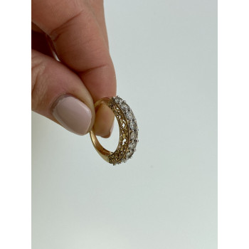 Sky Jewelry Серебряное кольцо в позолоте с фианитами  Блеск