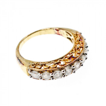 Sky Jewelry Серебряное кольцо в позолоте с фианитами  Блеск