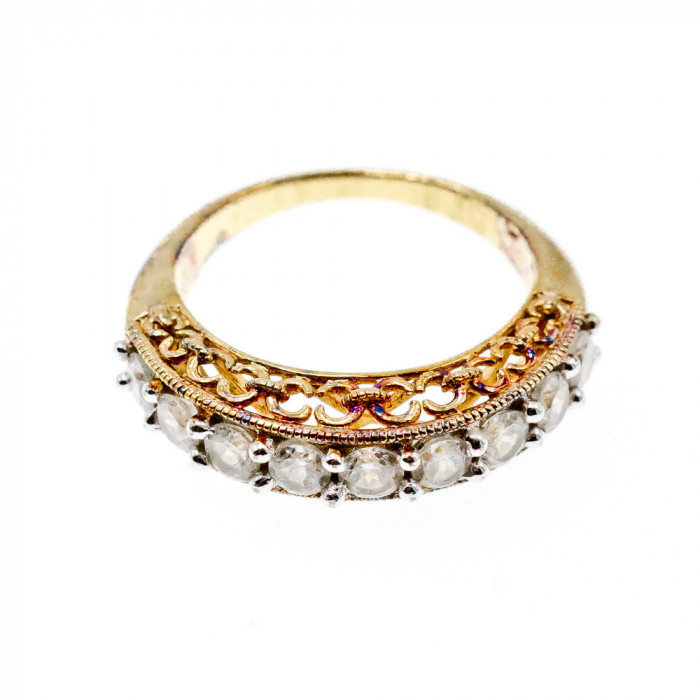 Sky Jewelry Серебряное кольцо в позолоте с фианитами  Блеск