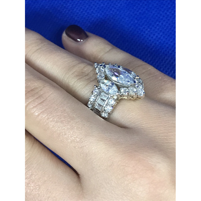 Sky Jewelry Серебряное кольцо с фианитами