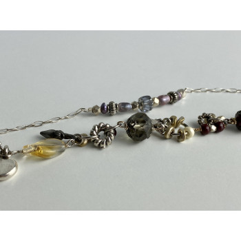 Sky Jewelry Серебряный двойной браслет с ювелирным стеклом