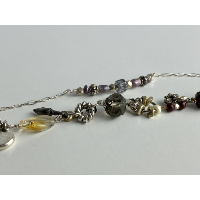 Sky Jewelry Серебряный двойной браслет с ювелирным стеклом