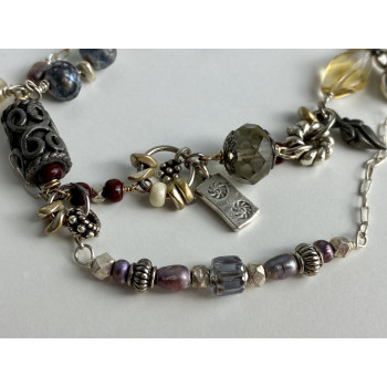 Sky Jewelry Серебряный двойной браслет с ювелирным стеклом