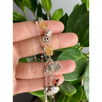 Sky Jewelry Серебряный двойной браслет с ювелирным стеклом