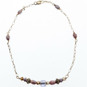 Sky Jewelry Серебряный двойной браслет с ювелирным стеклом