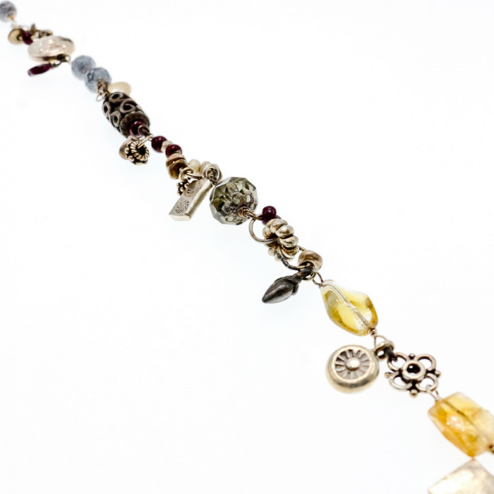 Sky Jewelry Серебряный двойной браслет с ювелирным стеклом