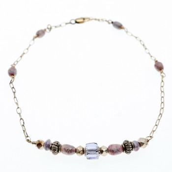 Sky Jewelry Серебряный двойной браслет с ювелирным стеклом