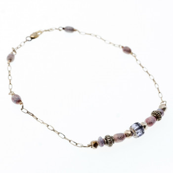 Sky Jewelry Серебряный двойной браслет с ювелирным стеклом