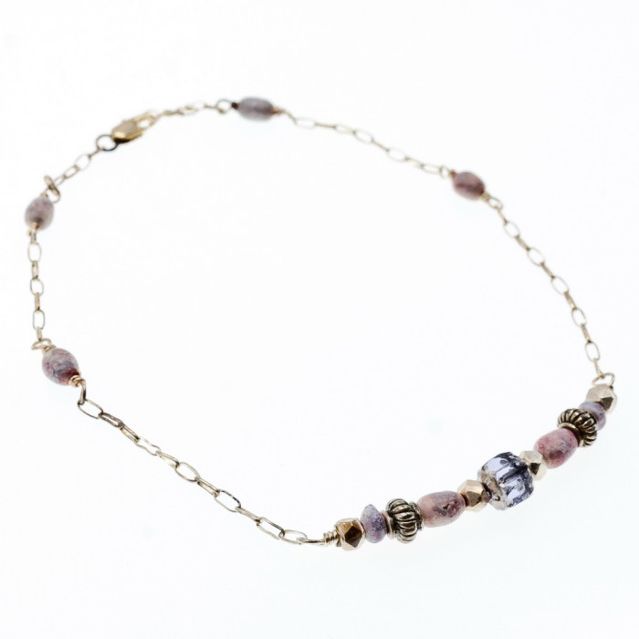 Sky Jewelry Серебряный двойной браслет с ювелирным стеклом