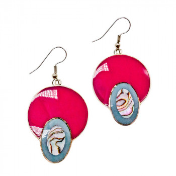 Sky Jewelry Серебряные серьги со вставкой из эмали и камня Галиотис