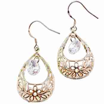 Sky Jewelry Серебряные серьги с фианитом Ажур
