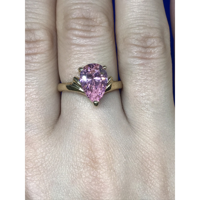 Sky Jewelry Серебряное кольцо (позолота) с розовым фианитом