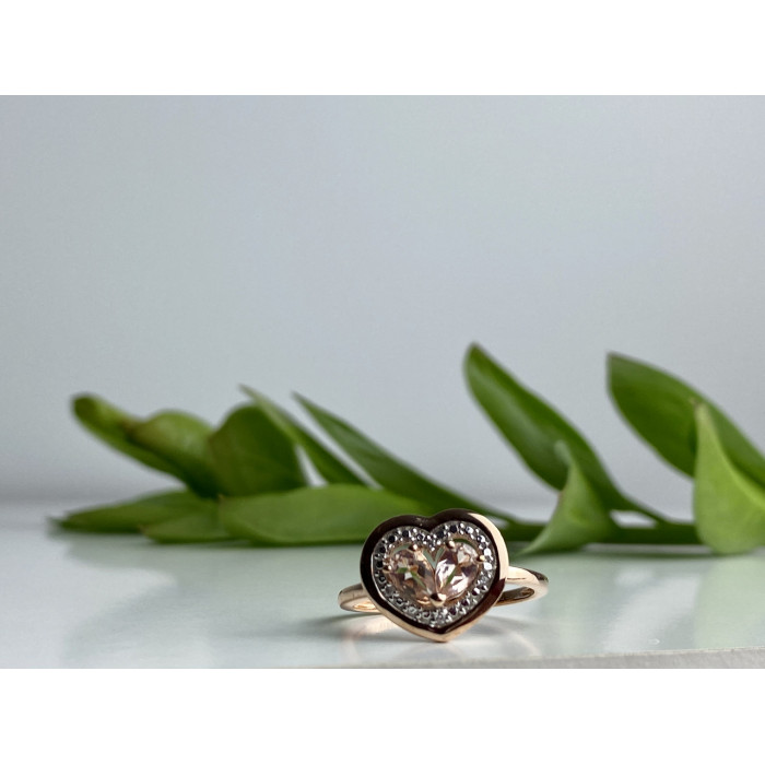 Sky Jewelry Серебряное кольцо в позолоте с Морганитом