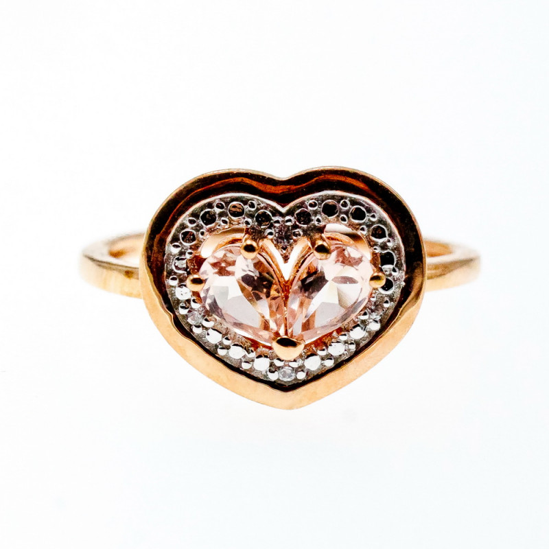 Sky Jewelry Серебряное кольцо в позолоте с Морганитом