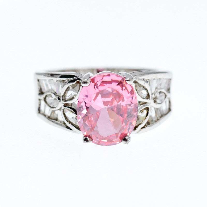 Sky Jewelry Серебряное кольцо 925 проба с розовым и белым фианитом