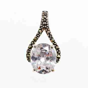 Sky Jewelry Серебряный Кулон с Фианитом и Марказитом