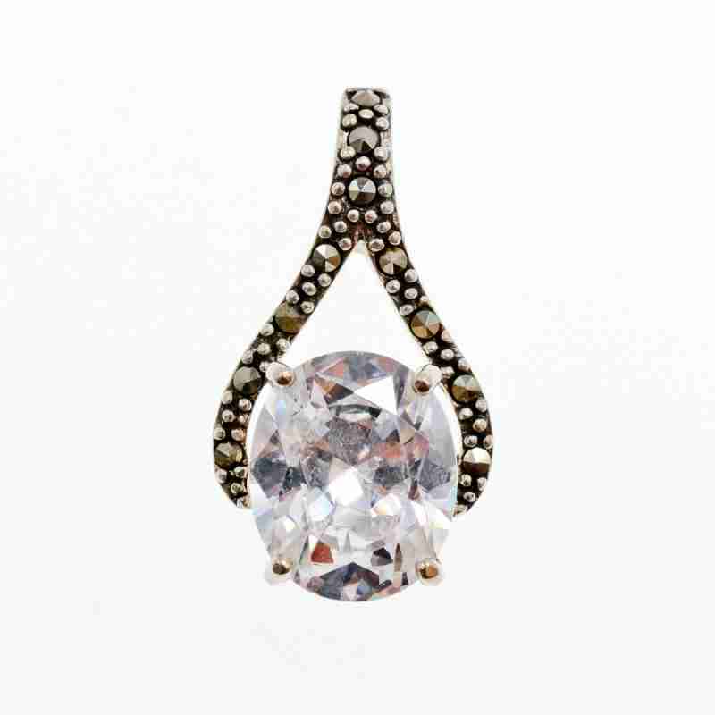 Sky Jewelry Серебряный Кулон с Фианитом и Марказитом