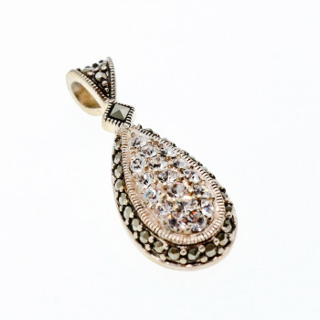 Sky Jewelry Серебряный Кулон с Фианитом и Марказитом  Капля