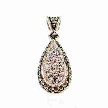 Sky Jewelry Серебряный Кулон с Фианитом и Марказитом  Капля